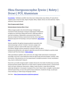 Okna Energooszczędne Żywiec | Rolety | Drzwi | PCV, Aluminium