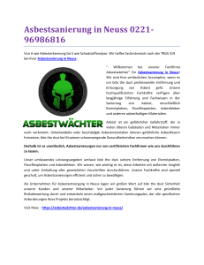 Asbestsanierung in Neuss 0221-96986816