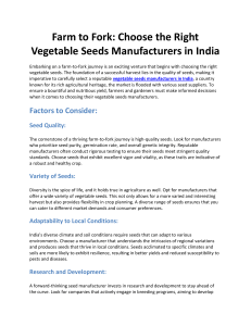 Farm to Fork: Choose the Right Vegetable Seeds Manufacturers in India