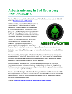 Asbestsanierung in Bad Godesberg 0221-96986816