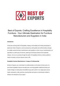 Best of Exports  Crafting Excellence in Hospitality Furniture - Your Ultimate Destination for Furniture Manufacturers and Suppliers in India