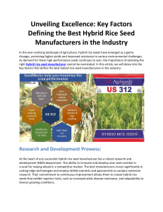 Unveiling Excellence: Key Factors Defining the Best Hybrid Rice Seed Manufacturers in the Industry