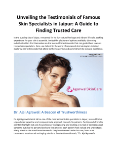 Unveiling the Testimonials of Famous Skin Specialists in Jaipur: A Guide to Finding Trusted Care