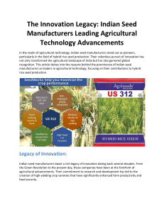 The Innovation Legacy: Indian Seed Manufacturers Leading Agricultural Technology Advancements
