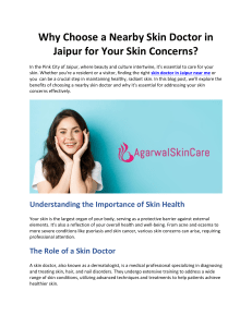 Why Choose a Nearby Skin Doctor in Jaipur for Your Skin Concerns