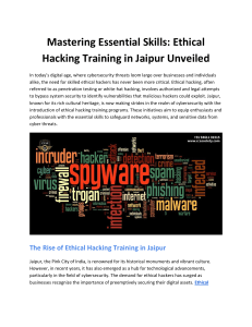 Mastering Essential Skills: Ethical Hacking Training in Jaipur Unveiled