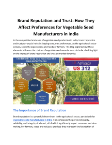 Brand Reputation and Trust: How They Affect Preferences for Vegetable Seed Manufacturers in India