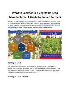 What to Look for in a Vegetable Seed Manufacturer: A Guide for Indian Farmers