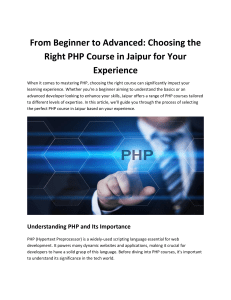 From Beginner to Advanced  Choosing the Right PHP Course in Jaipur for Your Experience