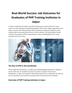 Real-World Success: Job Outcomes for Graduates of PHP Training Institutes in Jaipur