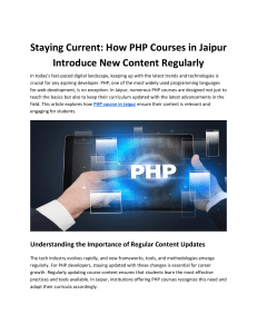 Staying Current: How PHP Courses in Jaipur Introduce New Content Regularly