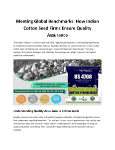 Meeting Global Benchmarks: How Indian Cotton Seed Firms Ensure Quality Assurance