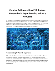 Creating Pathways: How PHP Training Companies in Jaipur Develop Industry Networks