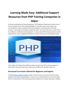 Learning Made Easy: Additional Support Resources from PHP Training Companies in Jaipur