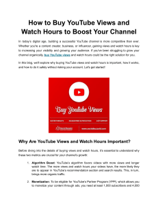 How to Buy YouTube Views and Watch Hours to Boost Your Channel