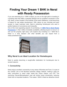 Finding Your Dream 1 BHK in Neral with Ready Possession