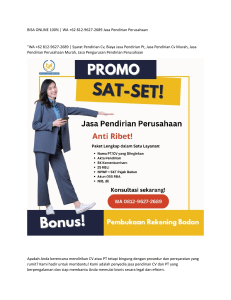 BISA ONLINE 100%  WA +62 812-9627-2689 Jasa Pendirian Perusahaan