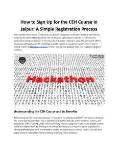 How to Sign Up for the CEH Course in Jaipur: A Simple Registration Process