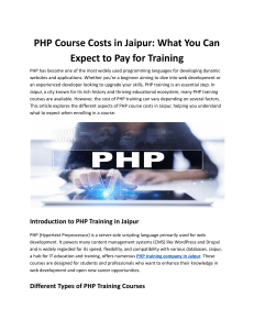 PHP Course Costs in Jaipur: What You Can Expect to Pay for Training