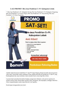 LAGI PROMO! WA +62 812-9627-2689 Biro Jasa Pendirian Cv Pt  Kabupaten Lebak