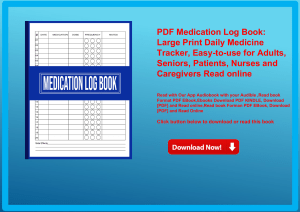 PDF Medication Log Book Large Print Daily Medicine Tracker  Easy-to-use for Adults  Seniors  Patient