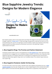 Blue Sapphire Jewelry Trends Designs for Modern Elegance