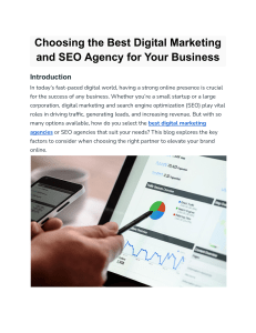 Choosing the Best Digital Marketing and SEO Agency for Your Business