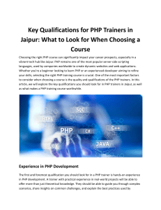 Key Qualifications for PHP Trainers in Jaipur: What to Look for When Choosing a Course