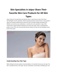 Skin Specialists in Jaipur Share Their Favorite Skin Care Products for All Skin Types