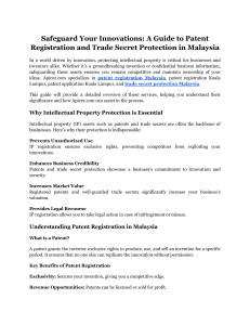 Safeguard Your Innovations  A Guide to Patent Registration and Trade Secret Protection in Malaysia