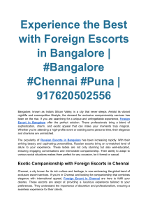 Experience the Best with Foreign Escorts in Bangalore   #Bangalore #Chennai #Puna   917620502556 (1)
