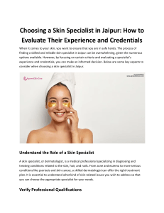 Choosing a Skin Specialist in Jaipur: Guide