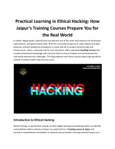 Ethical Hacking Courses in Jaipur: Practical Learning