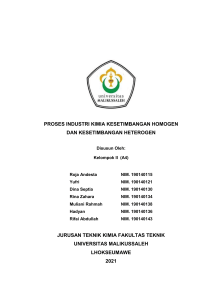 Kesetimbangan Homogen & Heterogen dalam Industri Kimia