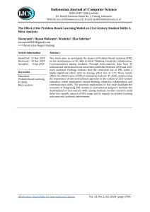 PBL & 21st Century Skills: A Meta-Analysis