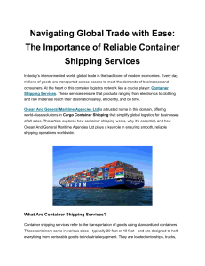 Container Shipping: Global Trade & Logistics | Ocean & General