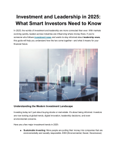 Investment & Leadership in 2025: A Smart Investor's Guide