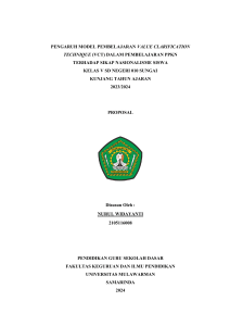 Pengaruh VCT pada Nasionalisme Siswa: Proposal Penelitian PPKN