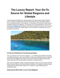 The Luxury Report: Global Elegance & Lifestyle Magazine