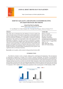 Service Quality & Online Ratings on F&B Purchase Decisions