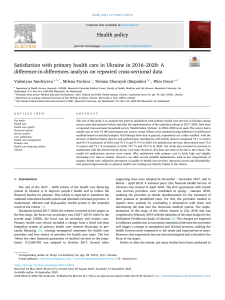 Satisfaction with primary health care in Ukraine in 2016–2020