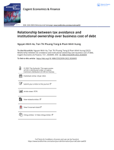 Relationship between tax avoidance and institutional ownership over business cost of debt
