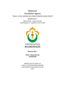 Asal Usul Manusia & Panggilan Hidup: Makalah Agama Katolik