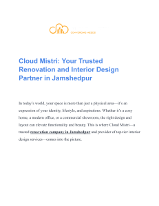 Cloud Mistri  Your Trusted Renovation and Interior Design Partner in Jamshedpur