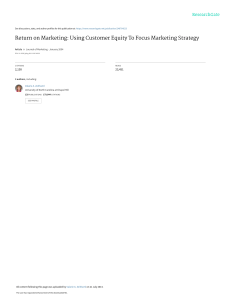 Return on Marketing: Customer Equity Strategy