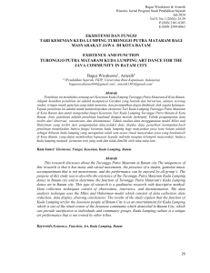 Eksistensi dan Fungsi Tari Kuda Lumping Turonggo Putra Mataram di Batam