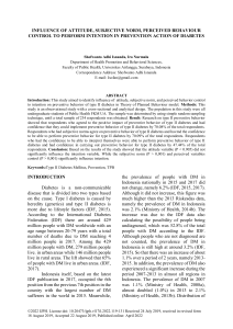 Influence of Attitude, Subjective Norm, Perceived Behavior Control on Diabetes Prevention Intention