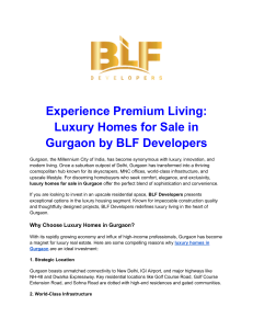 Experience Premium Living  Luxury Homes for Sale in Gurgaon by BLF Developers