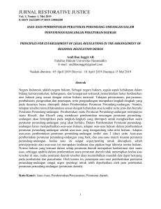 Asas Pembentukan Peraturan Daerah: Jurnal Restorative Justice