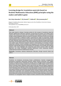 RME Learning Design for Translation using Snakes & Ladders Game